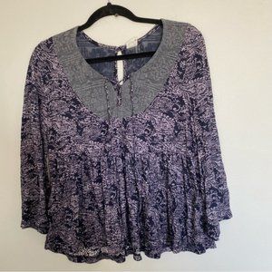 Vince Brown Quarter Sleeved Pocket Pullover Tee 100% Viscose Size Small